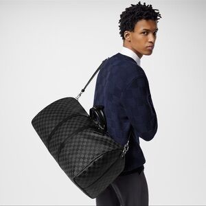 2020 Louis Vuitton Keepall 55 Black Checker, excellent condition